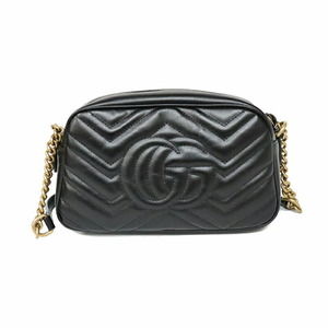 Gucci Black Bag Quilted Small Shoulder Marmont GG Leather